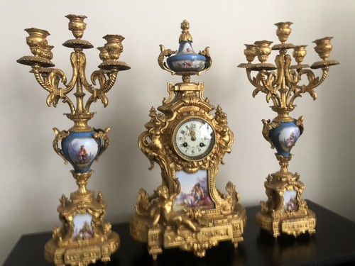 Antique french clock garniture - antique,